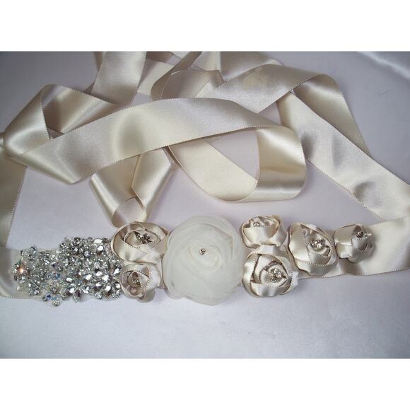 Champagne Belt Dress Sash Silver Bridal Beige Bridal Rhinestone bridal belt sash